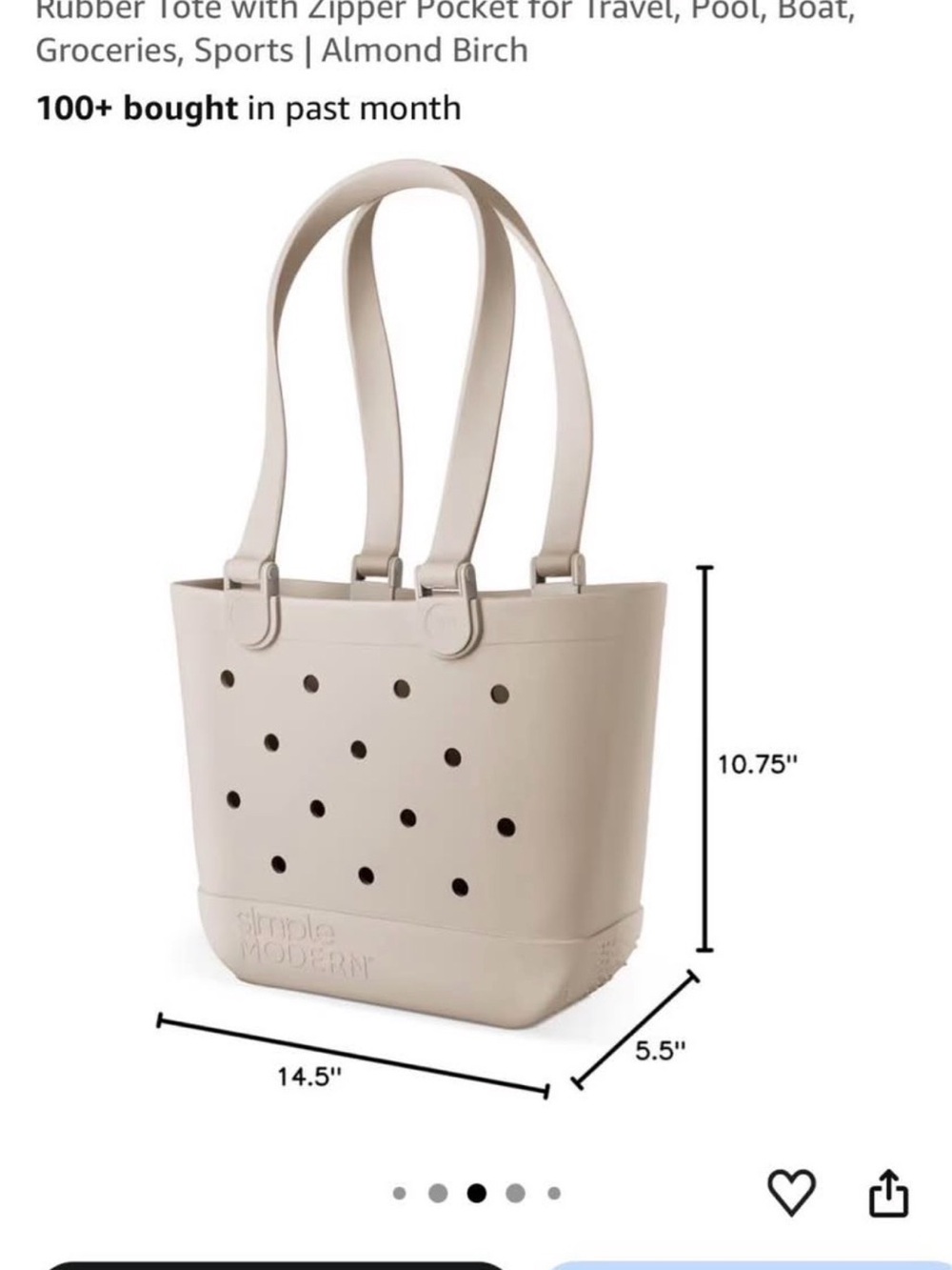 Almond Birch Rubber Tote Bag with Double Top Handles